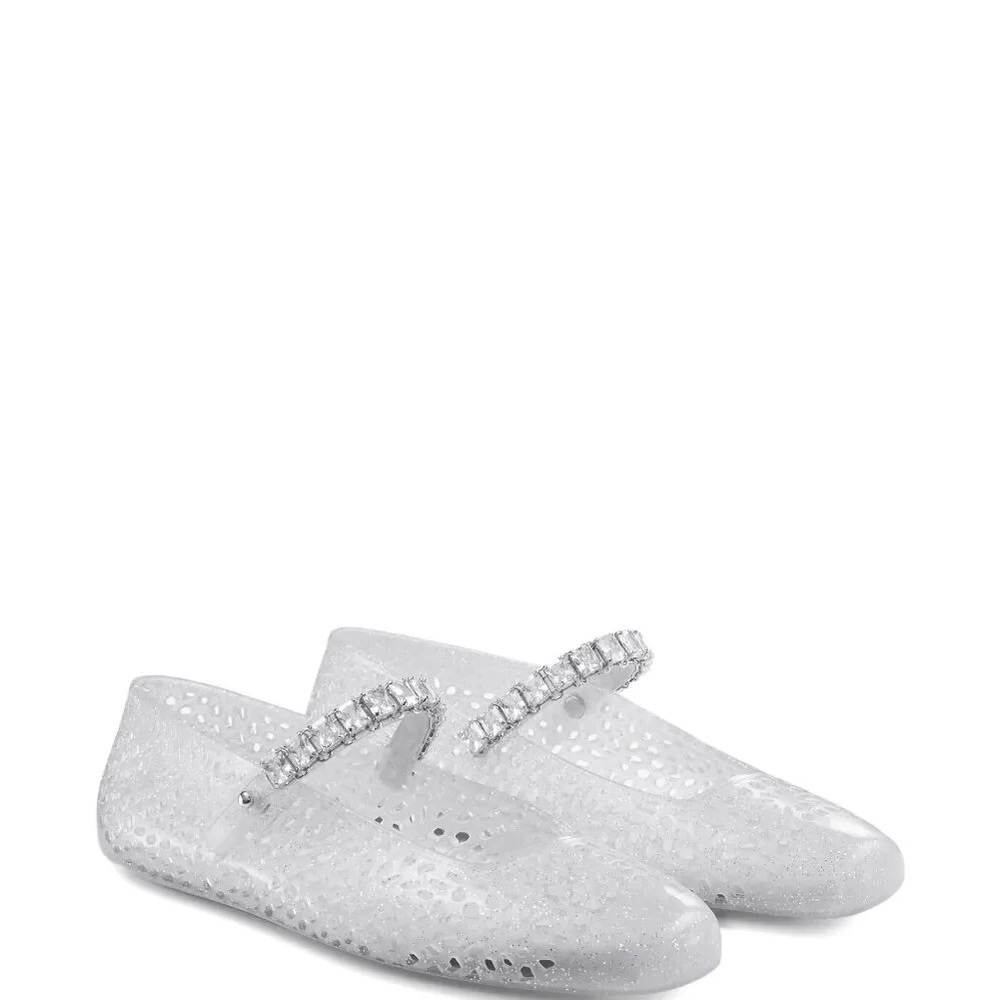 Jimmy Choo Clear Jelly Ballerina Flats with Crystal Embellishment